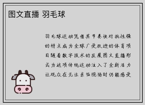 图文直播 羽毛球